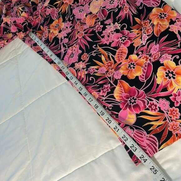Tiramisu Floral Pants, Side Zip, High Rise, 24" Crop Inseam, Pink Orange Black - Picture 6 of 8